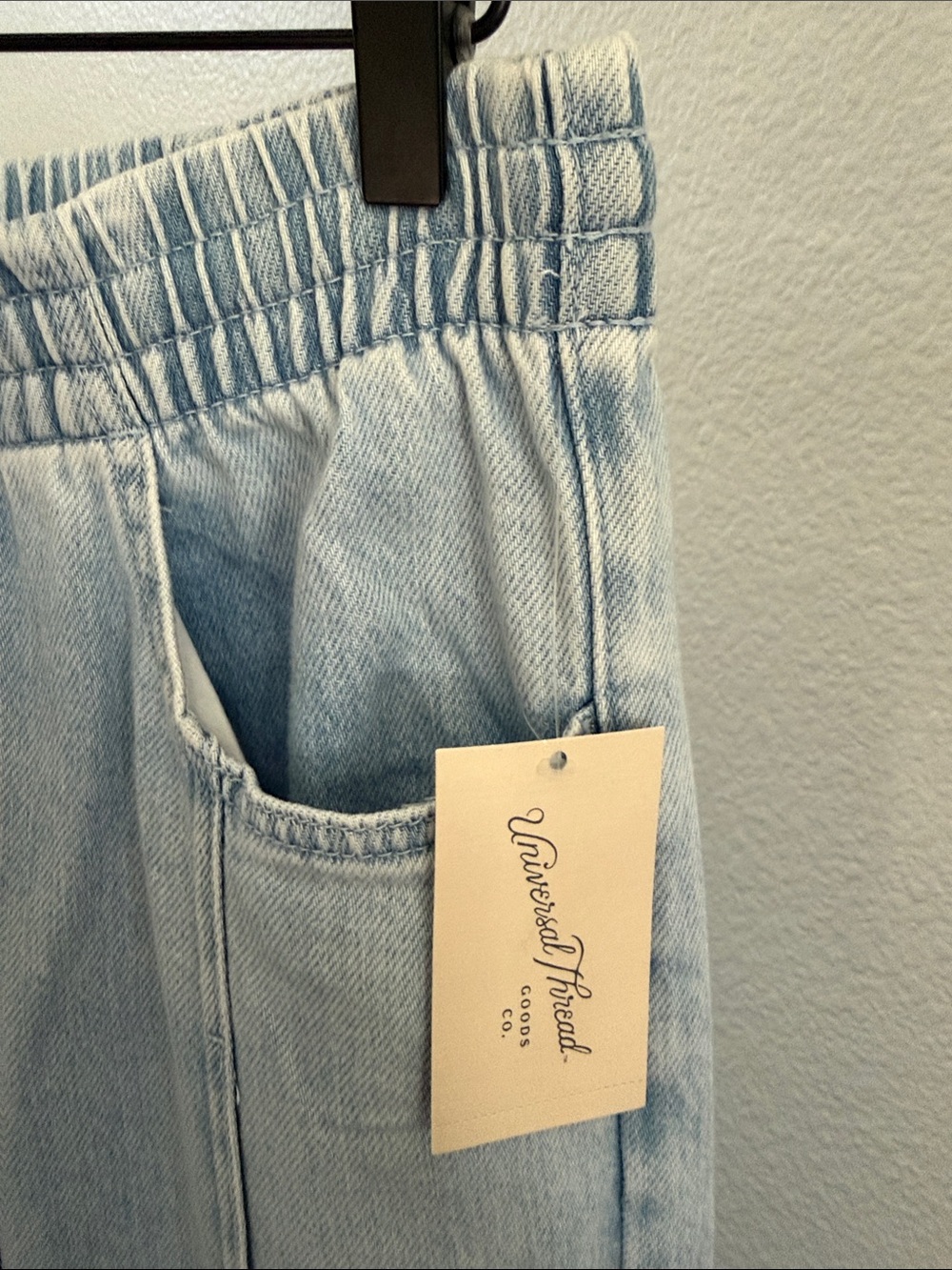 Universal Thread Pale Blue Elastic Waist Lightweight Wide Leg Denim - Picture 2 of 7